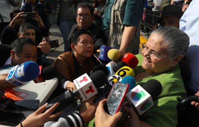 Loera speaks to reporters in Mexico City on Friday.