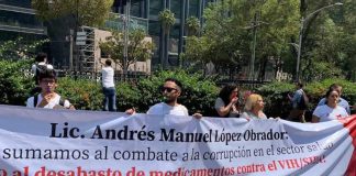 A protest in Mexico City last month against a shortage of HIV medications. There were more such protests last week.