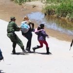 Soldiers nab migrants attempting to cross the northern border into the US.