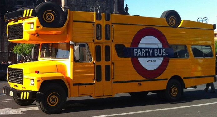 A Mexico City party bus: authorities want them gone.