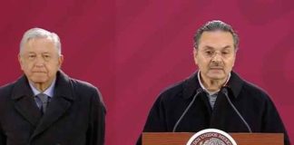 Pemex chief Romero, an agronomist, speaks at the president's morning press conference.