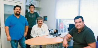 Four members of the team behind the sargassum monitoring network.
