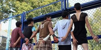 Male students in Mexico City don skirts in an annual demonstration against social prejudice.