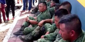 Soldiers who were taken captive by suspected cartel operators.