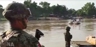 Marines on patrol at the Suchiate river.