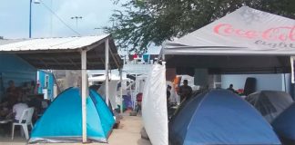 Migrants' tents at a shelter in Reynosa.
