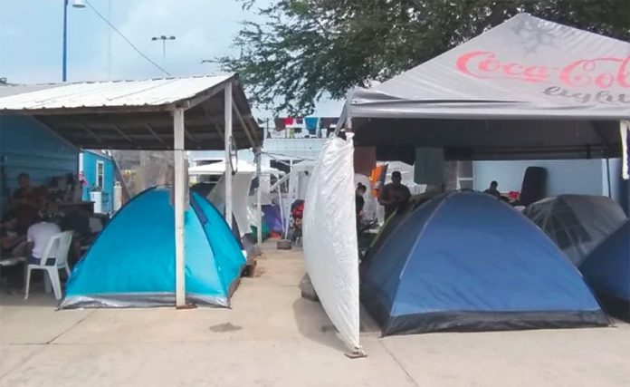 Migrants' tents at a shelter in Reynosa.