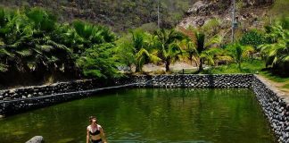 Empty on weekdays, the largest pool at the Jalisco ecopark may be filled with people on Sundays.