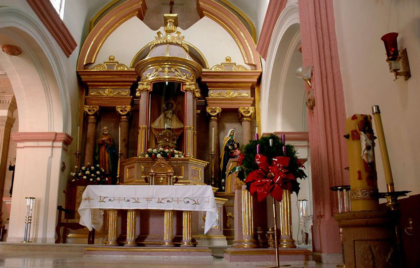 Altar plated with gold from the town’s nearby mines.