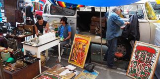 There are a number of impressive original artworks mixed in with the antiques.