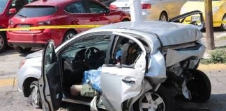 The car in which the two newlyweds died.