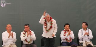 AMLO at yesterday's event in Chiapas.