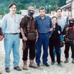 Former Zapatista leader Subcomandante Marcos, center, with López Obrador in 1994.