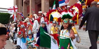 Oaxaca children at peace festival in Morocco.