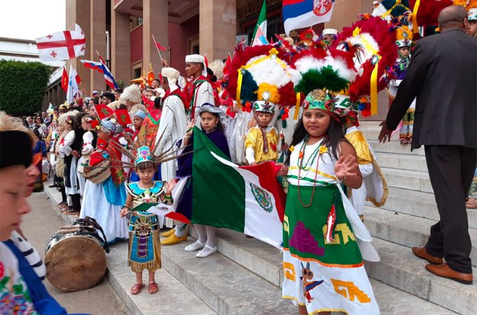 Oaxaca children at peace festival in Morocco.
