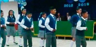 Grads dance the cumbia at a Michoacán elementary school.