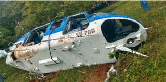 The helicopter crashed after the pilot was killed.