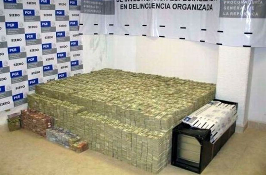 The huge stash of cash found inside the house.