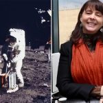 The 1969 moon landing, left, and the science council director.