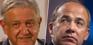 AMLO, left, said Calderon's outfit was too big. The latter replied that for the president, it's the job that's too big.