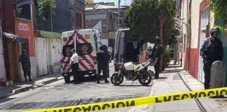 Scene of the attack on a police station in Valle de Santiago.