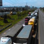 Gridlock on the Mexico City-Puebla highway during a 12-hour blockade on Thursday.
