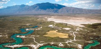 Aerial view of Cuatro Ciénegas in Coahuila.