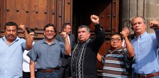 CNTE representatives at the National Palace in Mexico City.
