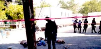 A kidnapping suspect hangs from a tree in the central square in Cohuecan