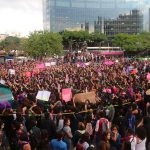 Women march for a second time this week in Mexico City.