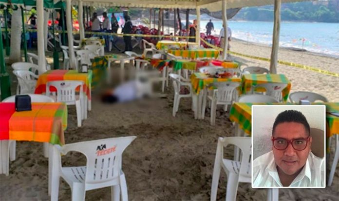 Nava, inset, and the crime scene today in Zihuatanejo.
