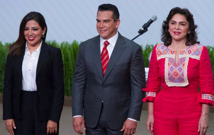 PRI leadership candidates Piñon, Moreno and Ortega.