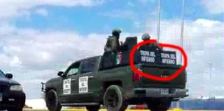 A modified pickup becomes a 'narco-tank.'