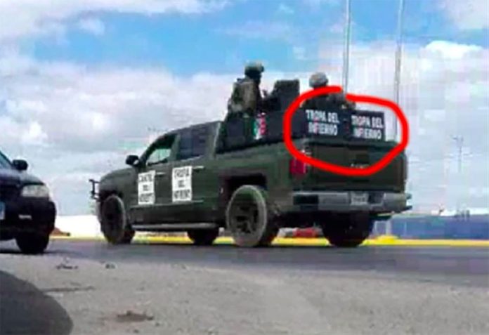 A modified pickup becomes a 'narco-tank.'