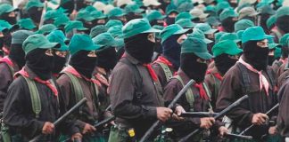 Zapatista soldiers on the march.