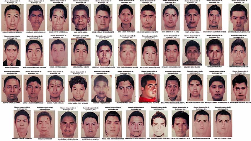 The 43 students who disappeared September 14, 2014 in Guerrero.