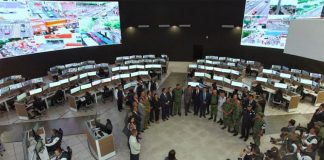 Inauguration ceremony inside Michoacán's new command center.