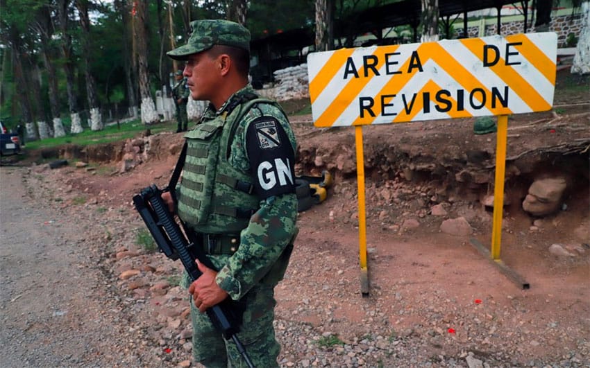 A National Guardsman at a checkpoint near the Mexico-US border.