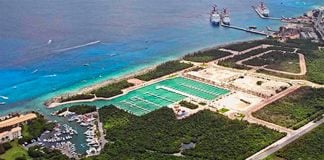 Cozumel marina, where lot sales have been slow.
