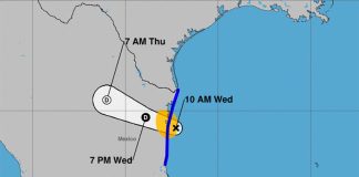 Fernand's position at 10:00am Wednesday CDT.