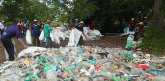 Some of the garbage retrieved from the river.