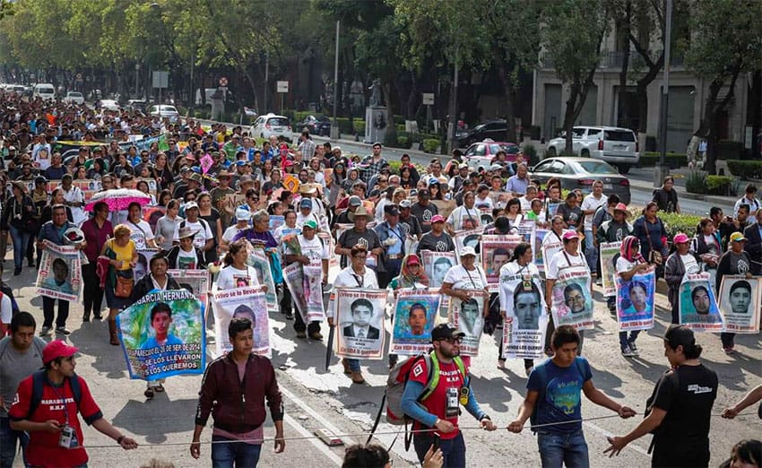 Some 5,000 marched peacefully in Mexico City on the fifth anniversary of Ayotzinapa.
