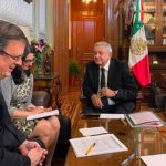 Ebrard, left, and López Obrador after 'a very good conversation' with Trump.