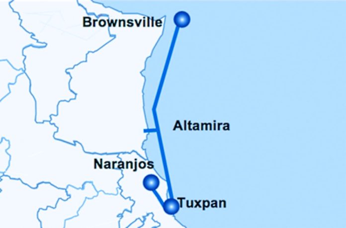 The Texas-Tuxpan pipeline route. The gas is now being shipped.