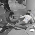 Office workers attempting to flee were thrown to the floor by the force of the earthquake.