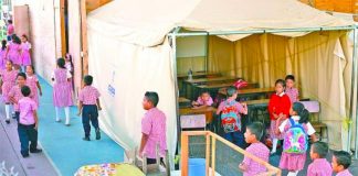 A temporary classroom in Chiapas.