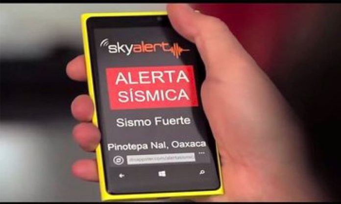 SkyAlert's mobile earthquake warning app.