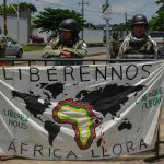 Africa cries on a map in Tapachula.