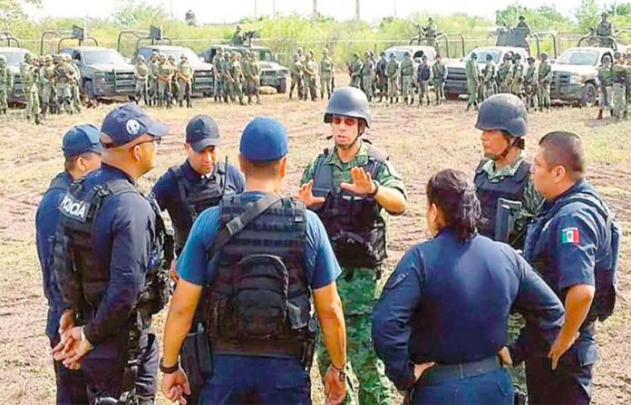 Security forces in Tepacaltepec, Michoacán.
