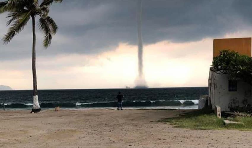 The waterspout was visible from many areas of the port.